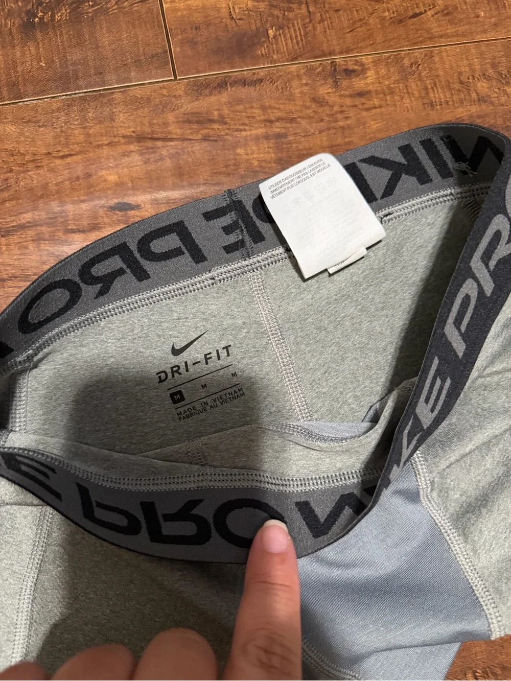 Nike Pro Dri-FIT Gray Compression 3/4 Tights with Black Waistband